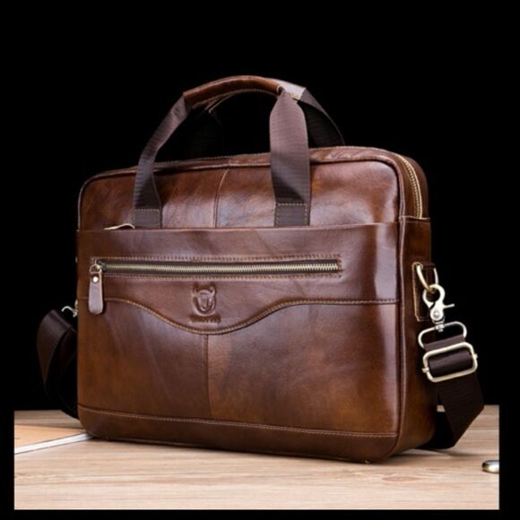 NEW Leather Messenger Handbag Business Brown Handbag Gorgeous Quality Bag - Picture 1 of 16